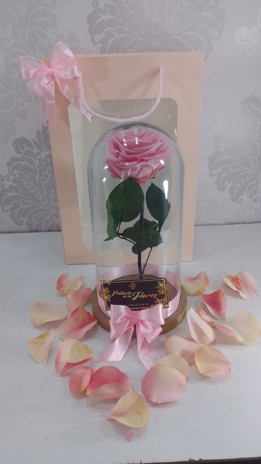Rosa preservada rosada